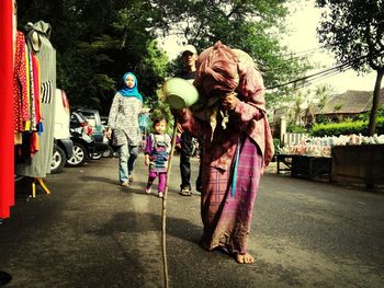 Woman walking in city