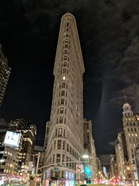 Low angle view of lit up at night
