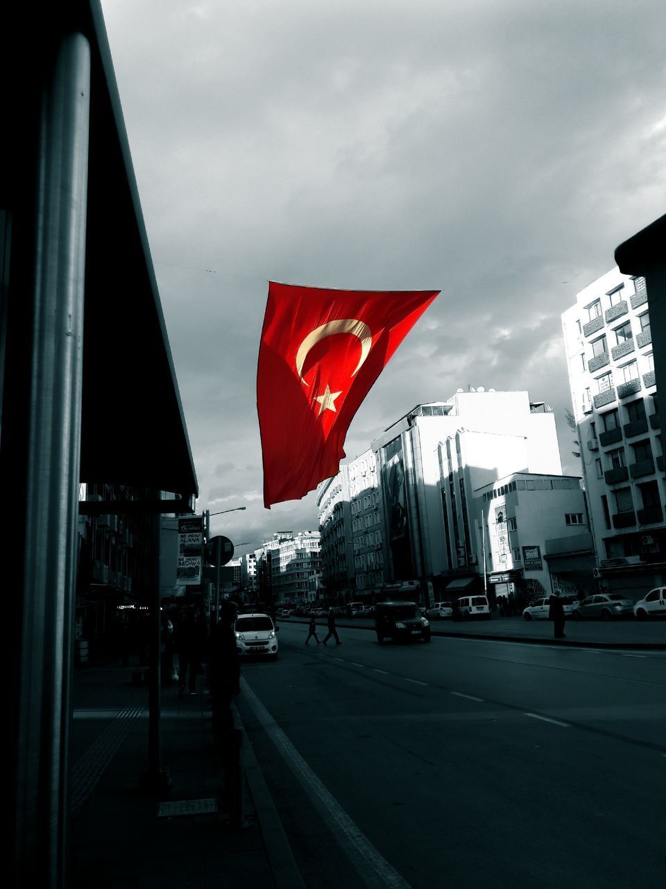 RED FLAG AGAINST BUILDINGS IN CITY