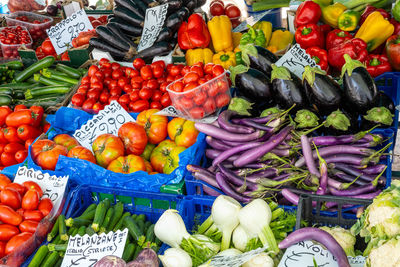 Great selection of fresh vegetables for sale at a market in venice