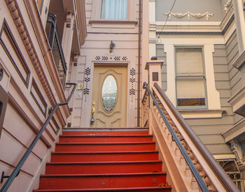 Low angle view of steps and building