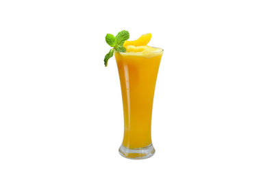 Close-up of drink against white background