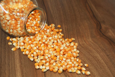 High angle view of eggs in container on table