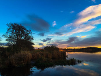 Scenic view of calm lake against sky