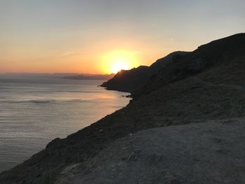 Scenic view of sea against sky during sunset