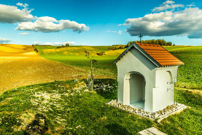 Scenic view of field against sky