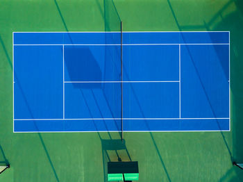 Overhead view of tennis court