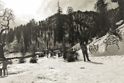 Tourists on mountain