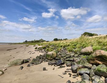 Scenic view of beach against sky