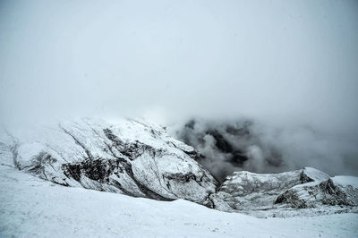 Scenic view of snow covered landscape against sky