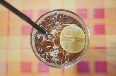 Close-up of drink served on table