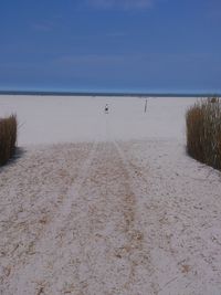Scenic view of sea against blue sky