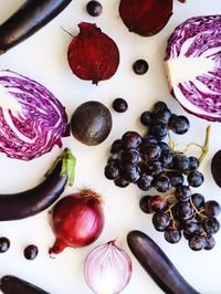 High angle view of fruits on table