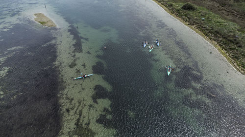 High angle view of people on beach