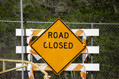 Close-up of road sign