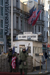 Group of people in front of building