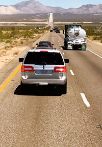 High angle view of vehicles on road