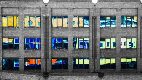 Multi colored building with windows