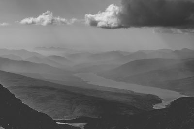 Scenic view of sea against cloudy sky