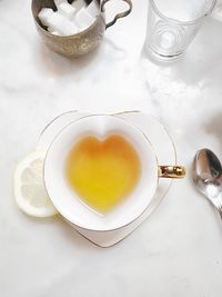 High angle view of coffee on table