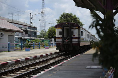 Train on railroad station