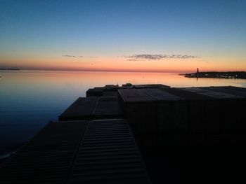 View of calm sea at sunset