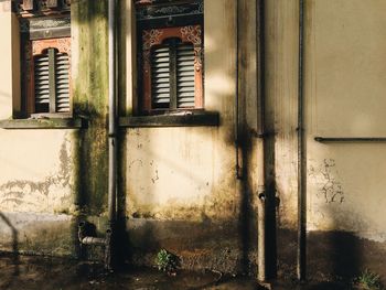 Close-up of abandoned building