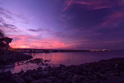 Scenic view of sea against sky at sunset