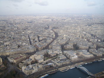 High angle shot of cityscape against the sky