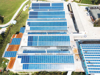 High angle view of solar panels