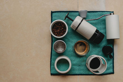 Directly above shot of camera on table