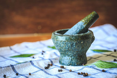 Close-up of juice on table