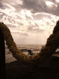 Scenic view of sea against cloudy sky