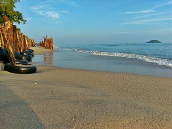 Scenic view of beach against sky