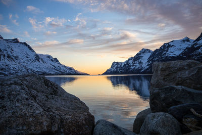 Scenic view of sea at sunset