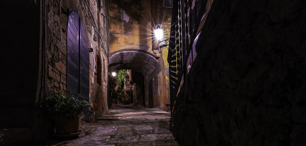 Illuminated building at night