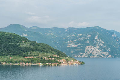 Aerial view of carzano in monte isola