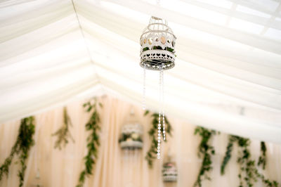 Low angle view of chandelier