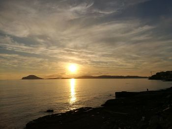 Scenic view of sea against sky during sunset