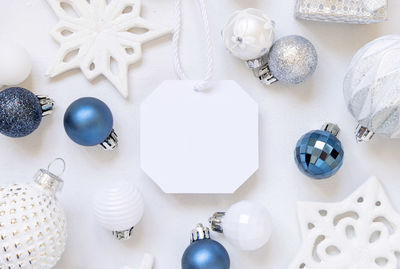 High angle view of white decoration on table