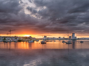 Scenic view of sea against cloudy sky