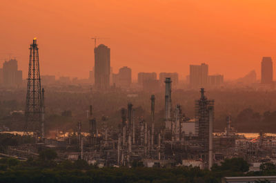 View of buildings against sky during sunset