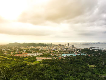 High angle view of townscape against sky