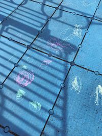 High angle view of text on swimming pool