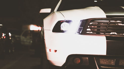 Close-up of illuminated car