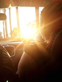Sun shining through car