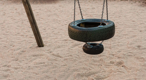 High angle view of swing at playground