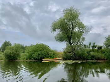 Scenic view of lake against sky