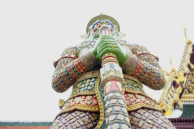 Low angle view of statue against clear sky