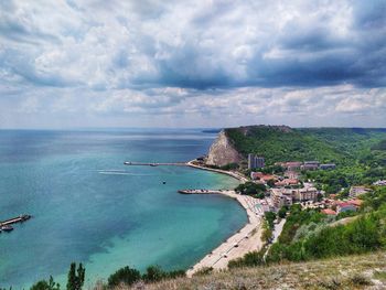 High angle view of sea against sky